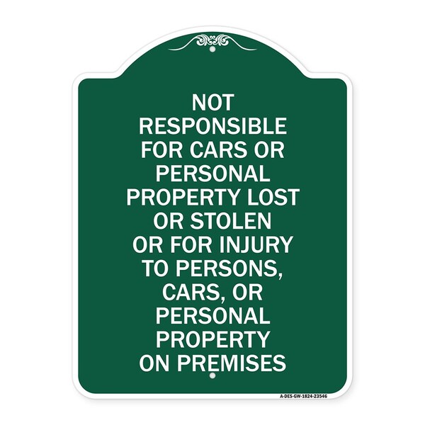Not Responsible for Cars or Personal Property Lost or Stolen or for Injury to Persons, GW-1824-23546